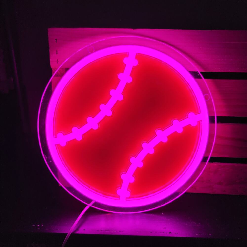 Unbranded Yellow and Pink Softball LED Neon Wall Sign